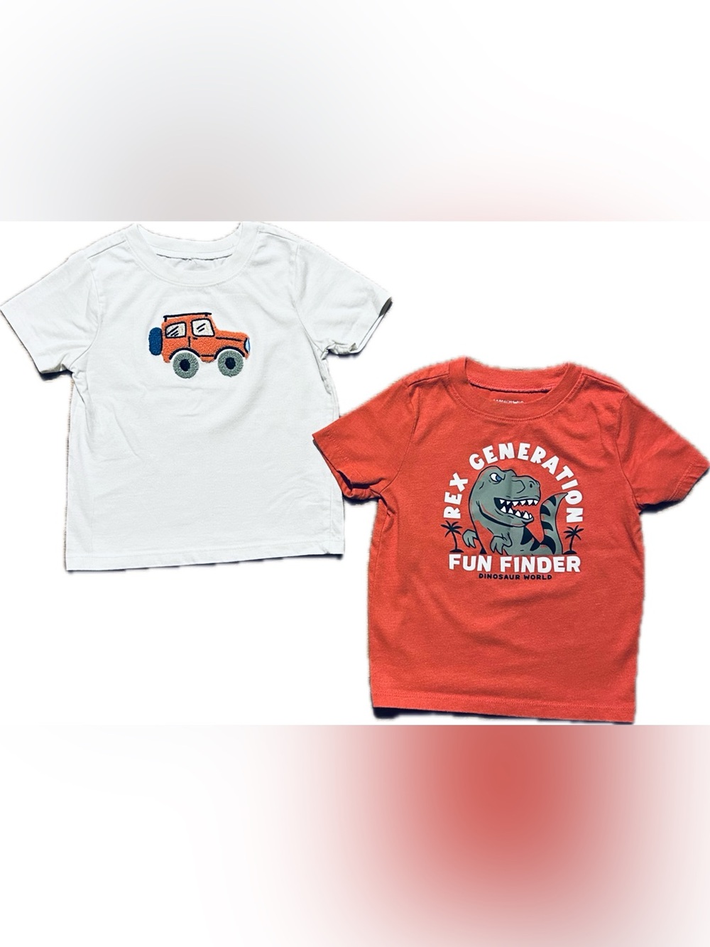 Boy’s T-shirts Bundle - Orange Dinosaur & Orange Truck - 18 Months - Garanimals